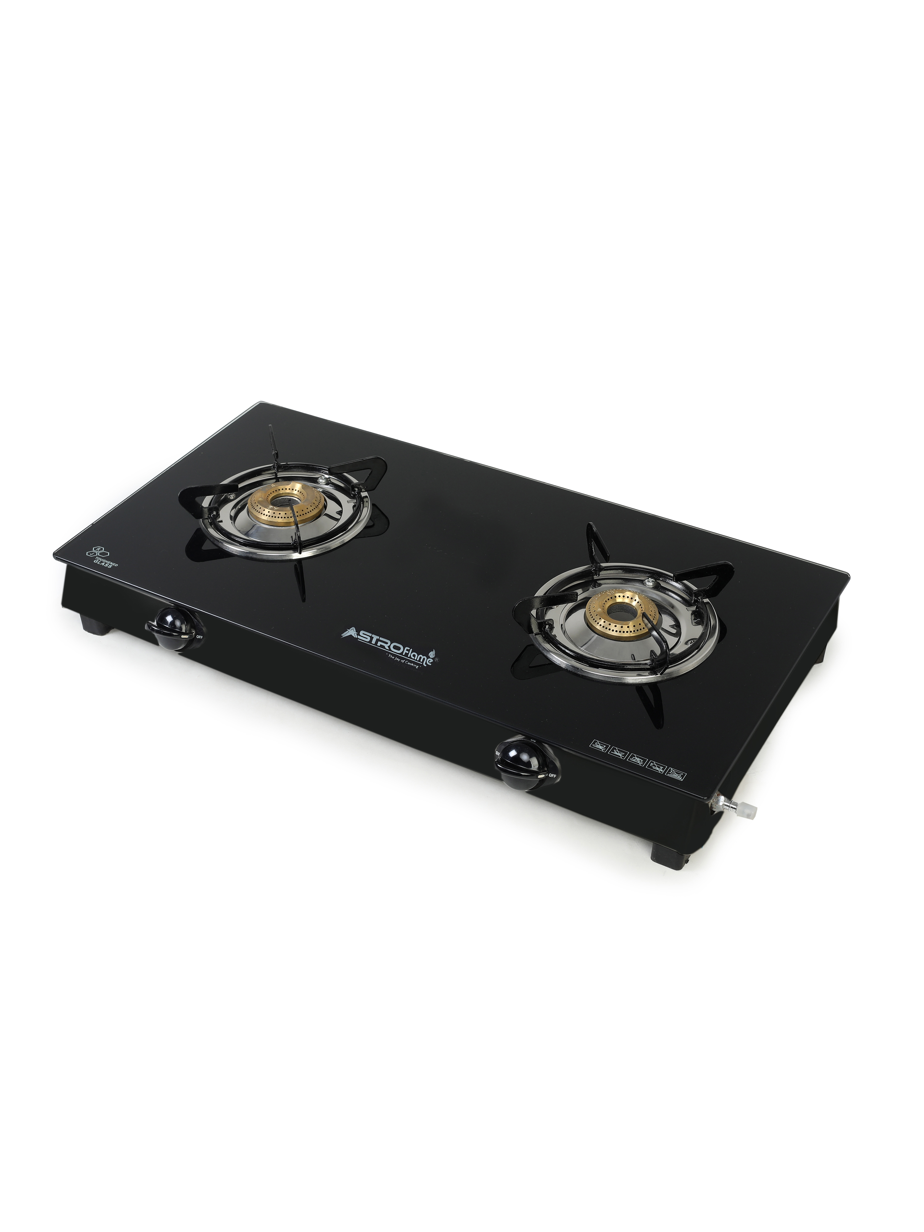 Astroflame Surya Plus Black Glass Manual Gas Stove (2 Burners)