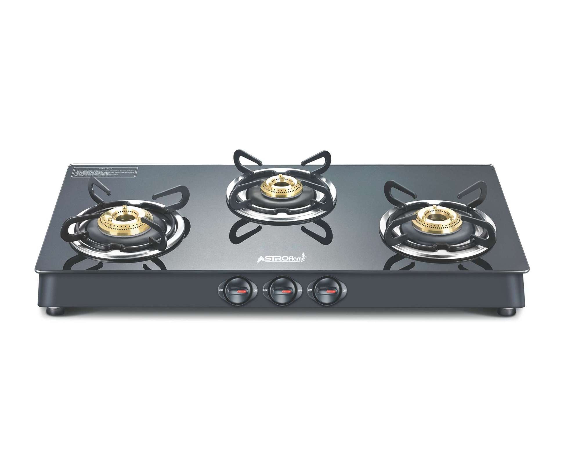 3 Burner Black Metal Gas Stove